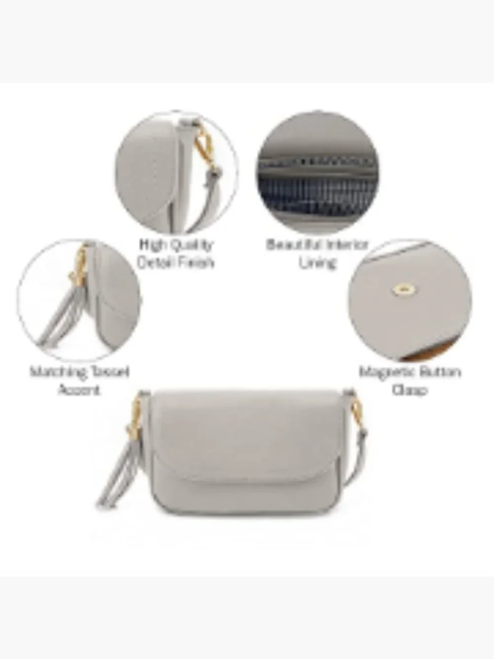 Small Faux Leather Crossbody Bag with Flap Saddle Style and Tassel